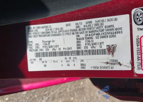 2013 Ford Fiesta Se from USA, damaged, VIN 3FADP4BJXDM224993